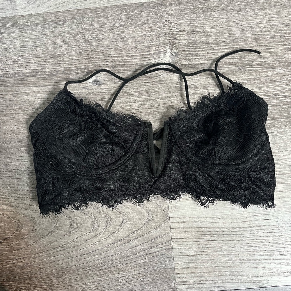 Black lace up bralette